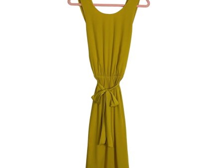 Zara Basic Collection Mustard Satin Belted Dress- Size S For Sale