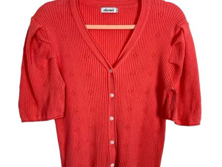 Shermia Ribbed Button Front Cardigan- Size L For Cheap