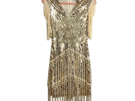 Babeyond Gold Sparkly Sequin Bodycon Flapper Dress NWT- Size XS Online Sale