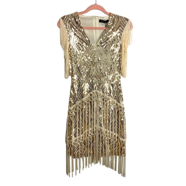 Babeyond Gold Sparkly Sequin Bodycon Flapper Dress NWT- Size XS Online Sale