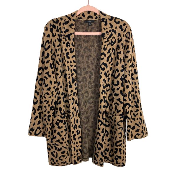 J Crew Animal Print Wool Blend Open Front Cardigan- Size L (sold out online) For Sale