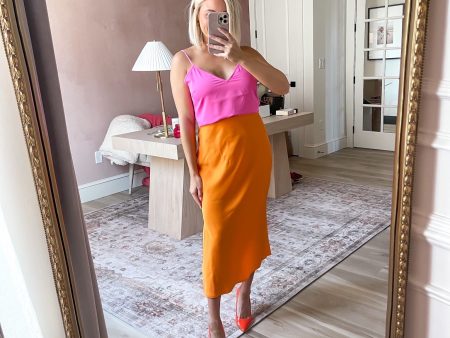 A New Day Orange Satin Skirt- Size S (see notes) on Sale