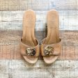 Tory Burch Camel Leather Wedge Slip On Sandals- Size 10 (see notes) Online now