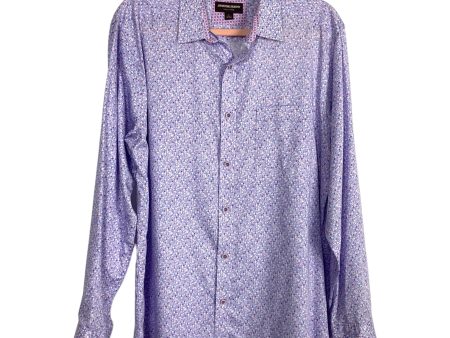 Johnston & Murphy Men’s Purple Teal White Pattern Dress Shirt- Size L Hot on Sale