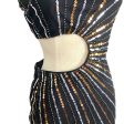 BABEYOND Black with Gold and Silver Sequins Cutout One Shoulder Dress NWT- Size S Fashion