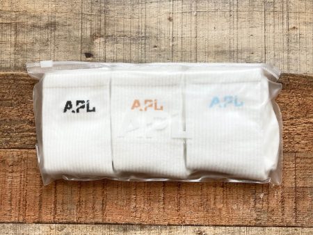 APL Ivory Lux Logo Black Caramel Ice Blue3 Pack Socks (new in pack, sold out online) For Cheap