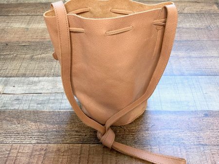 Baggu Tan Milled Leather Drawstring Bucket Bag (see notes) Supply