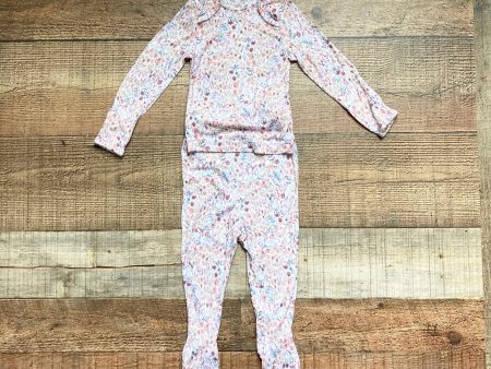 Solly Baby Maroon Pink Blue Floral Print Top and Footie Pants Set- Size 0-3M (sold as a set) Hot on Sale