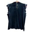 Allison Joy Navy Ruffle Velour Top NWT- Size L Online Hot Sale