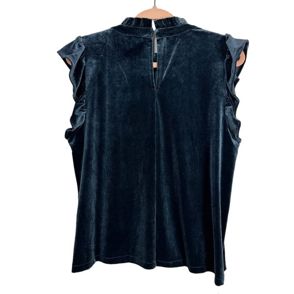 Allison Joy Navy Ruffle Velour Top NWT- Size L Online Hot Sale