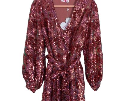 Buddy Love Pink and Green Sequins Wrap Dress NWT- Size S For Cheap