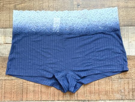 Aerie Navy Light Blue Ombre Ribbed Lace Shortie Underwear NWT- Size XL (we have matching bra) Online