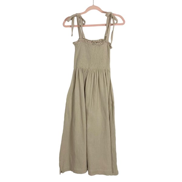 Carly Jean Tan Tie Straps Smocked Dress- Size S Fashion