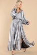 AURA Metallic Silver Belted Slit Dress NWT- Size XS (sold out online) Online Hot Sale