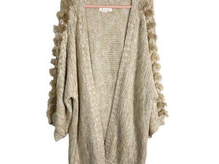 By Anthropologie Cream Fringe Sleeve Cardigan- Size L XL on Sale