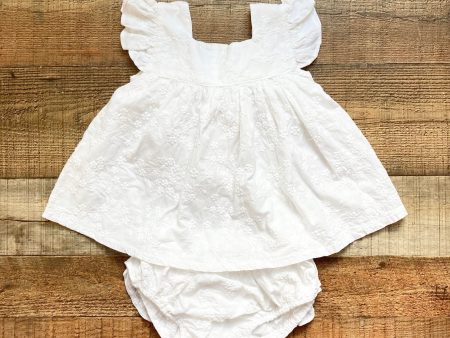 Pukatuka White Embroidered with Back Bow Top with Matching Ruffle Butt Bloomers Set- Size 3Y (sold as a set) Fashion