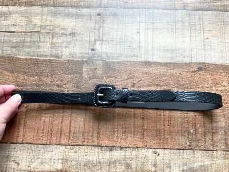 No Brand Black Snakeskin Belt- Fits like XS S Sale