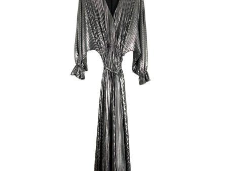 AURA Metallic Silver Belted Slit Dress NWT- Size XS (sold out online) Online Hot Sale