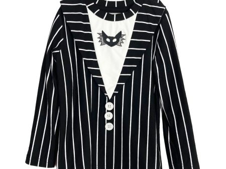 Only Little Once Black White Striped with Button Detail and Roll Tab Sleeves Top-Size 4 Online Hot Sale