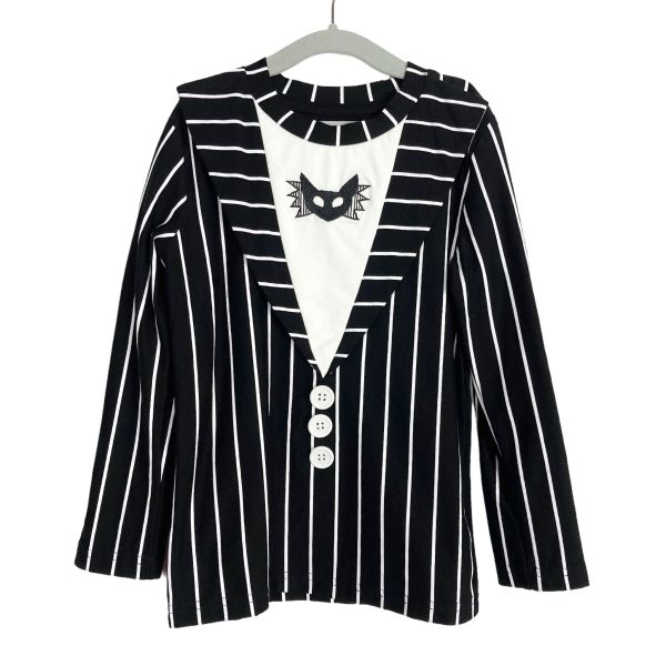 Only Little Once Black White Striped with Button Detail and Roll Tab Sleeves Top-Size 4 Online Hot Sale