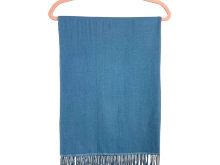 Kate Kanyon Light Blue Pashmina and Silk Blend with Tassel Fringe Scarf (see notes) Hot on Sale