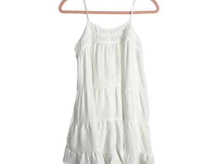 &Merci White Tiered with Back Cut Out and Bow Romper- Size M Hot on Sale