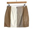 Vestique Taupe White Tan Color Block Faux Leather Skirt- Size S (see notes, sold out online) Discount