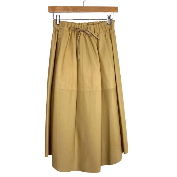 Vince Tan 100% Lamb Leather Midi Skirt- Size XS Sale