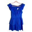 BB Dakota by Steve Madden Blue Ruffle Summer Sunset Dress NWT- Size M For Sale