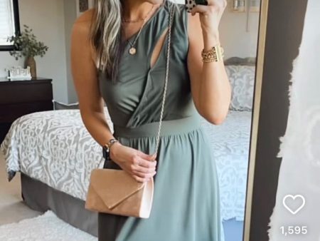 BTFBM Olive One Shoulder with Cut Out and Side Slit Maxi Dress- Size S Sale