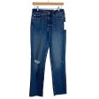 Free Assembly Medium Wash Distressed with Raw Hem Super High Rise Straight Jeans NWT- Size 2 (Inseam 29.5”) on Sale