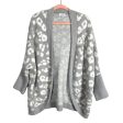 Mudpie Gray White Animal Print Fuzzy Open Front Cardigan- Size OS Online Hot Sale