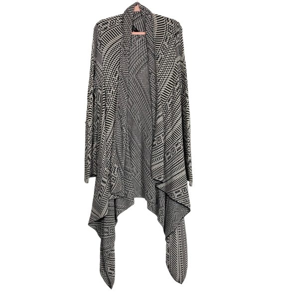 Jessica Simpson Black and White Waterfall Front Cardigan- Size L Online Hot Sale