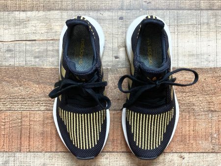 Adidas Black and Gold Swift Run Sneakers- Size 7 (BRAND NEW CONDITION) For Sale