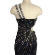 BABEYOND Black with Gold and Silver Sequins Cutout One Shoulder Dress NWT- Size S Fashion