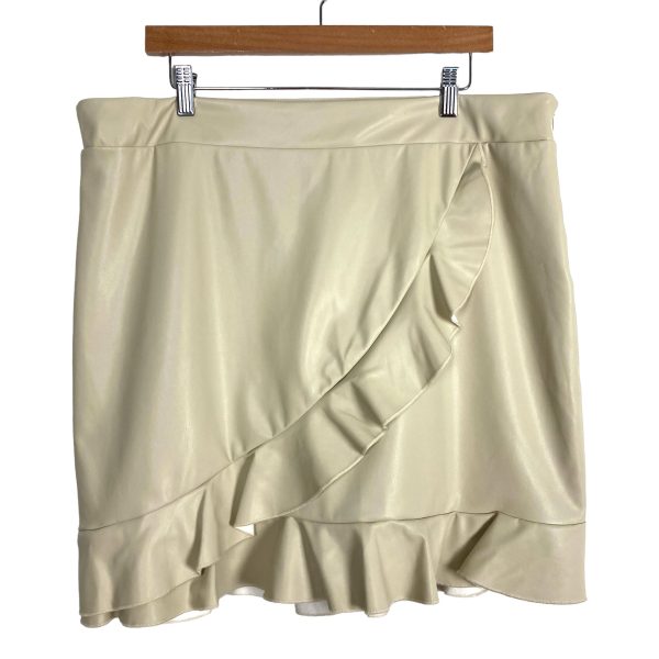 Amaryllis Cream Faux Leather Ruffle Skirt- Size 1X (sold out online) Online Hot Sale