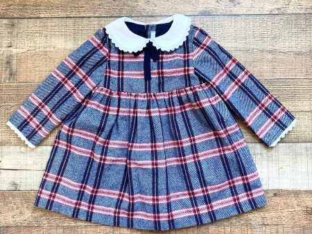 Fina Ejerique Navy Red Plaid Wool Blend Dress- Size 4 Online Hot Sale