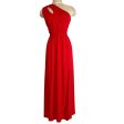 BTFBM Red One Shoulder with Shoulder Cut Out and Front Slit Maxi Dress NWT- Size L Online Hot Sale