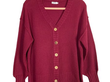 Ugerloo Maroon Textured Knit Cardigan and Pants Set- Size XS (sold as a set) Fashion