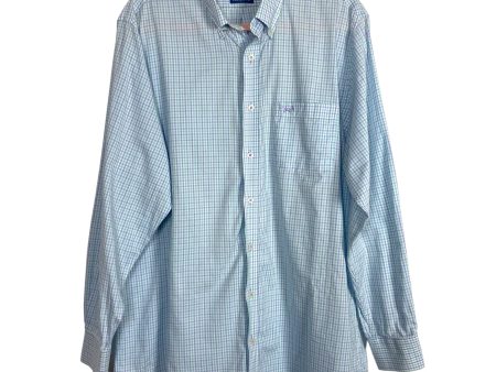 Coastal Cotton Men’s Light Purple Mint Checkered Classic Fit Dress Shirt- Size L For Cheap