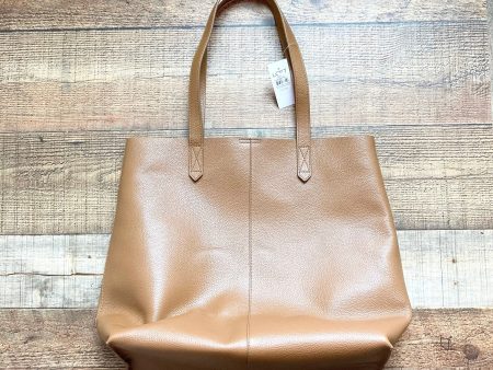 LOFT Cognac Leather Magnetic Closure Tote Bag NWT (sold out online) on Sale