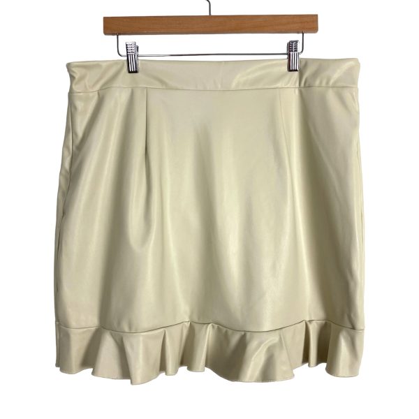 Amaryllis Cream Faux Leather Ruffle Skirt- Size 1X (sold out online) Online Hot Sale