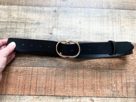 No Brand Black Gold Buckle Belt- Fits like XS S Hot on Sale