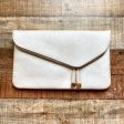 Urban Expressions Metallic Cream Fold Over Zip Clutch with Chain Strap NWT Supply