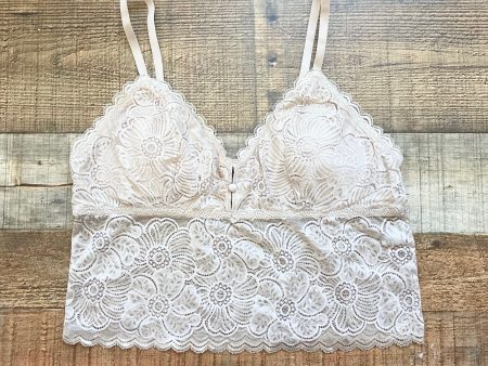 Aerie Beige Lace Padded Bralette- Size L (we have matching underwear) Online Hot Sale