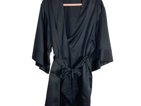 Third Love Black Satin Tie Belt Robe- Size L Online now