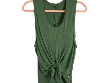 Lululemon Dark Sage with Built-In Padded Bra and Front Tie Tank- Size 8 Online Hot Sale