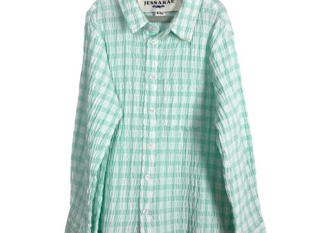 Jessakae Mint White Gauze Gingham Button Up-Size 4-5Y (we have matching Mommy & Me dress) Online now