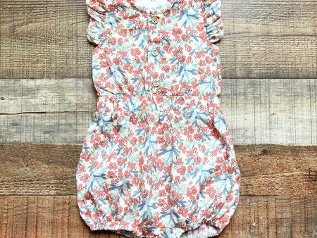 Mabel + Honey Coral Blue Yellow Floral Print Button Front Bubble- Size 9M Online Hot Sale