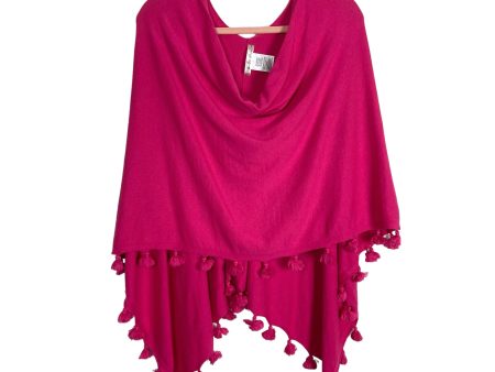 Caroline Grace Pink Cashmere Blend Tassels Poncho- Size OS (see notes) Discount